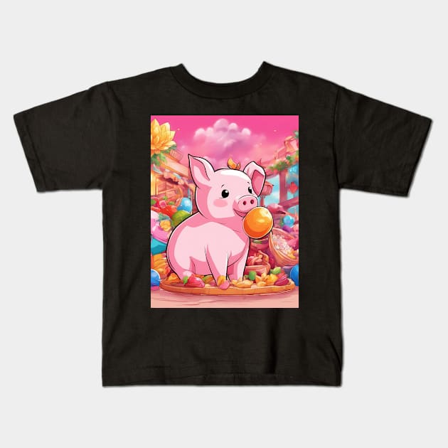 Swine Sensation Kids T-Shirt by animegirlnft